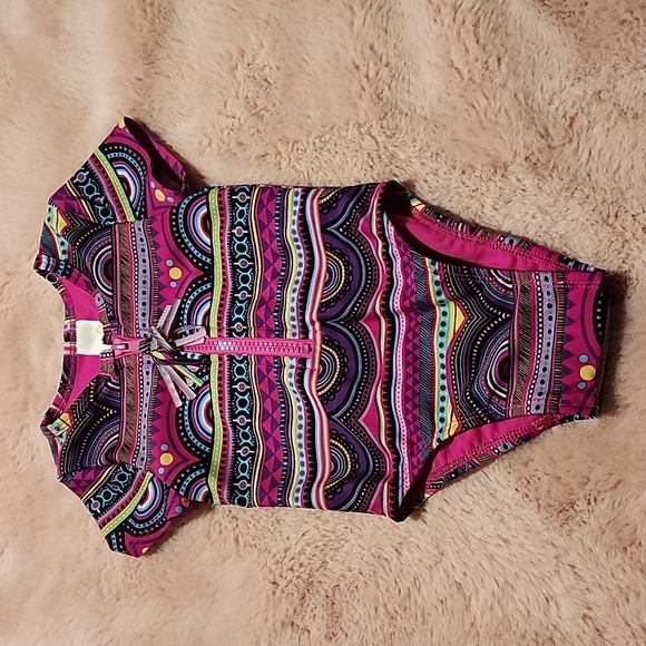 Cat & Jack Swim 2 Month Bright Colored Magenta Pink Bathing Suit